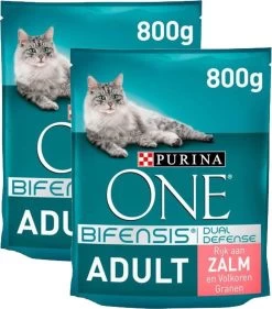 Purina One Adult Kattenvoer Zalm & Volkoren Granen Multi Pack – 2 X 800gr