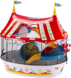 Ferplast Kooi Circus Fun – Hamsterkooi – Wit/Rood – 49,5 X 34 X 42,5 Cm
