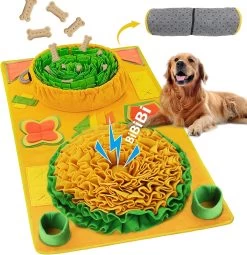 Mont Kiara Snuffeltapijt Voor Honden, Groot, Snuffeldeken, Snuffelmat, 9 Trainingselementen, Interactief Hondenspeelgoed Voor Gelukkige Buddies Intelligent Speelgoed Voor Honden En Katten, Denkspeelgoed, 80 X 49 Cm