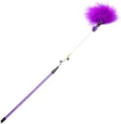 Nobleza Kattenhengel Met Pluimveren En Belletje – Kattenhengel Met Kralen – Kattenspeelgoed – Kattenspeeltje – Kittenspeelgoed – Kattenstok – Speelhengel Kat – Katten Speelhengel – Paars