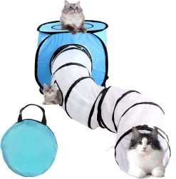 Vanplay Kattentunnel Opvouwbare Kitten Kattenspeelgoed Tunnel En Tent Met Opbergtas Voor Katten Puppy’s Kittens Konijnen
