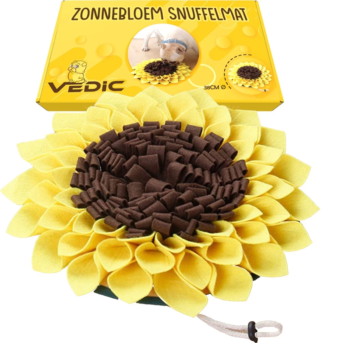 VEDIC® – Zonnebloem Snuffelmat – Hondenspeelgoed – Antischrokmat Voor Hond En Kat – Intelligentiespeelgoed 3 VEDIC® – Zonnebloem Snuffelmat – Hondenspeelgoed – Antischrokmat Voor Hond En Kat – Intelligentiespeelgoed
