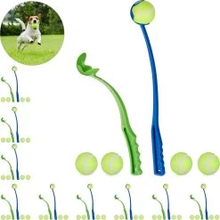 Relaxdays 20 X Ballenwerper Voor Honden – Werpstokken 50 Ballen – Ballengooier – Speelgoed