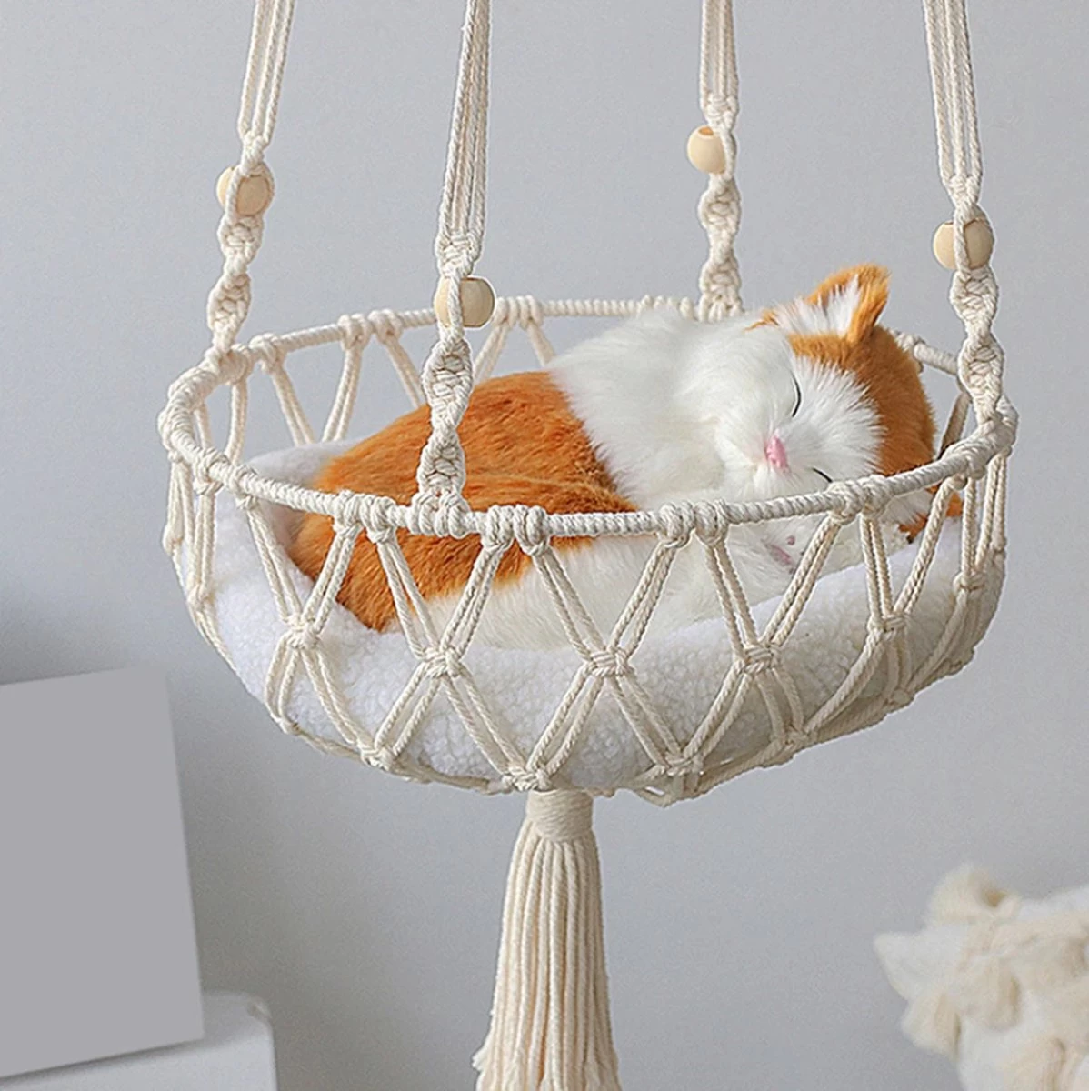 Grote Kat Hangmat Macramé Opknoping Swing Kat Bed Mand Thuis Huisdier Kat Bed Accessoires 3 Grote Kat Hangmat Macramé Opknoping Swing Kat Bed Mand Thuis Huisdier Kat Bed Accessoires