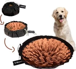 VEDIC® – XL Snuffelmat Bruin/Zwart – Hondenspeelgoed- Antischrok – 45 CM – Hondenspeelgoed – Honden En Katten – Intelligentie – Slow Feeder – Voerbak