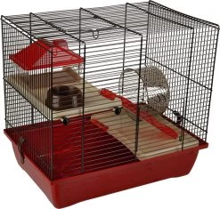 MaxxPet Hamsterkooi – Cavia Kooi – Rattenkooi – Knaagdieren – Groot – 41,5×28,5×38 Cm – Rood