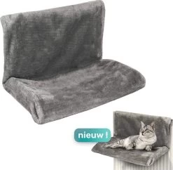 Kattenhangmat Momo – Radiator – Kattenmand – Grijs – Hangmat Kat – Radiatorhangmat – Radiatormand Kat