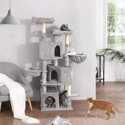 Krabpaal – Klimpaal – Kattenpaal – Kattenhuis – Kattenmand – Katten Speelgoed – Lichtgrijs