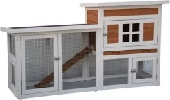 Konijnenhok Villa – Bruin/Wit – 147 X 50 X 80 Cm