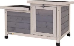 Konijnenhok Voor Kleine Dieren, Knaagdieren, Hout, Grijs, 70 X 43 X 45 Cm