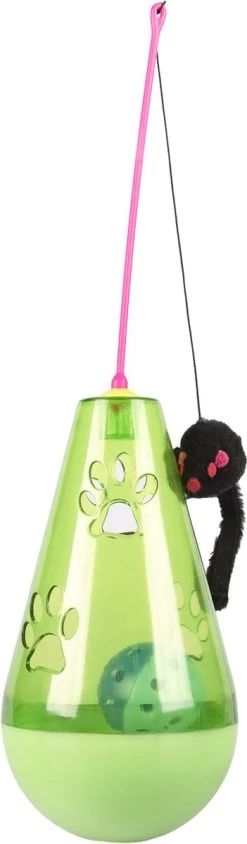 Relaxdays Kattenspeelgoed Interactief – Kattenspeeltje Hengel – Speelbal – Katten Speeltje Groen