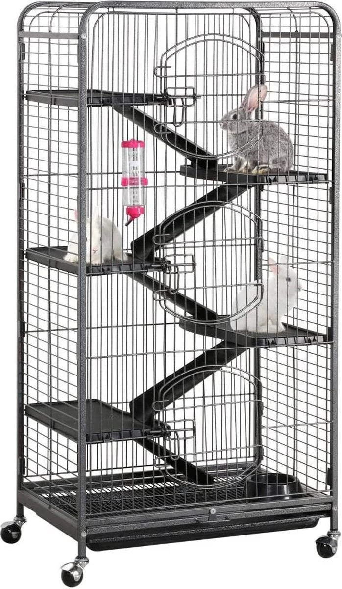 FURNIBELLA Knaagdierenkooi, Voor Volwassen Ratten, Konijnen, Fretten, Chinchilla’s, 64 X 43,7 X 131,2 Cm, Zwart 3 FURNIBELLA Knaagdierenkooi, Voor Volwassen Ratten, Konijnen, Fretten, Chinchilla’s, 64 X 43,7 X 131,2 Cm, Zwart