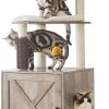 Signature Home Luis Krabpaal Met Kattenbakkast – Kattenbak Met 2-in-1 Moderne Kattenboom – Met Roomer – Krabzuilen – Platform – Wasbare Kussens – Greige – 134 Cm -Flamingo Winkel 716x1200