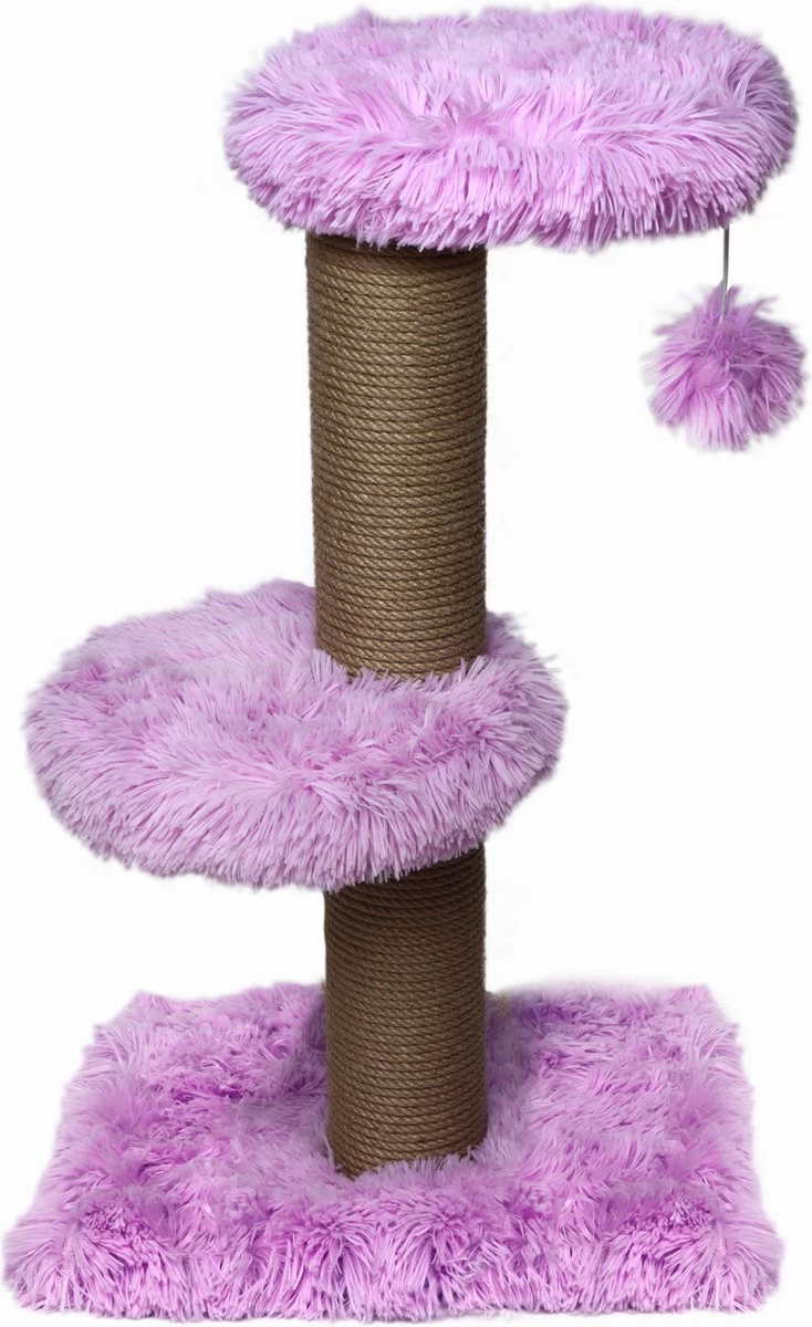 Topmast Krabpaal Fluffy Merida – Lila – 34 X 34 X 67 Cm – Made In EU – Krabpaal Voor Katten – Sterk Sisal Touw – Met Kattenballetje 3 Topmast Krabpaal Fluffy Merida – Lila – 34 X 34 X 67 Cm – Made In EU – Krabpaal Voor Katten – Sterk Sisal Touw – Met Kattenballetje