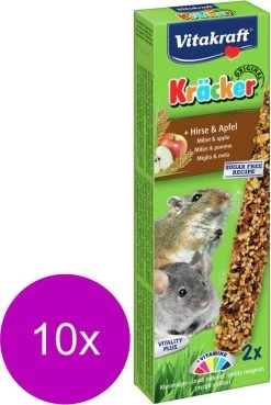 Vitakraft Muis/Gerbil Kracker Corn/Fruit – Knaagdiersnack – 10 X 2 Stuks