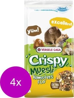 Versele-Laga Crispy Muesli Hamsters & Co – Hamstervoer – 4 X 1 Kg Met Coccid