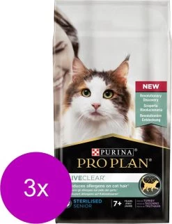 Pro Plan Cat Liveclear Sterilised Senior – Kattenvoer – 3 X Kalkoen 1.4 Kg
