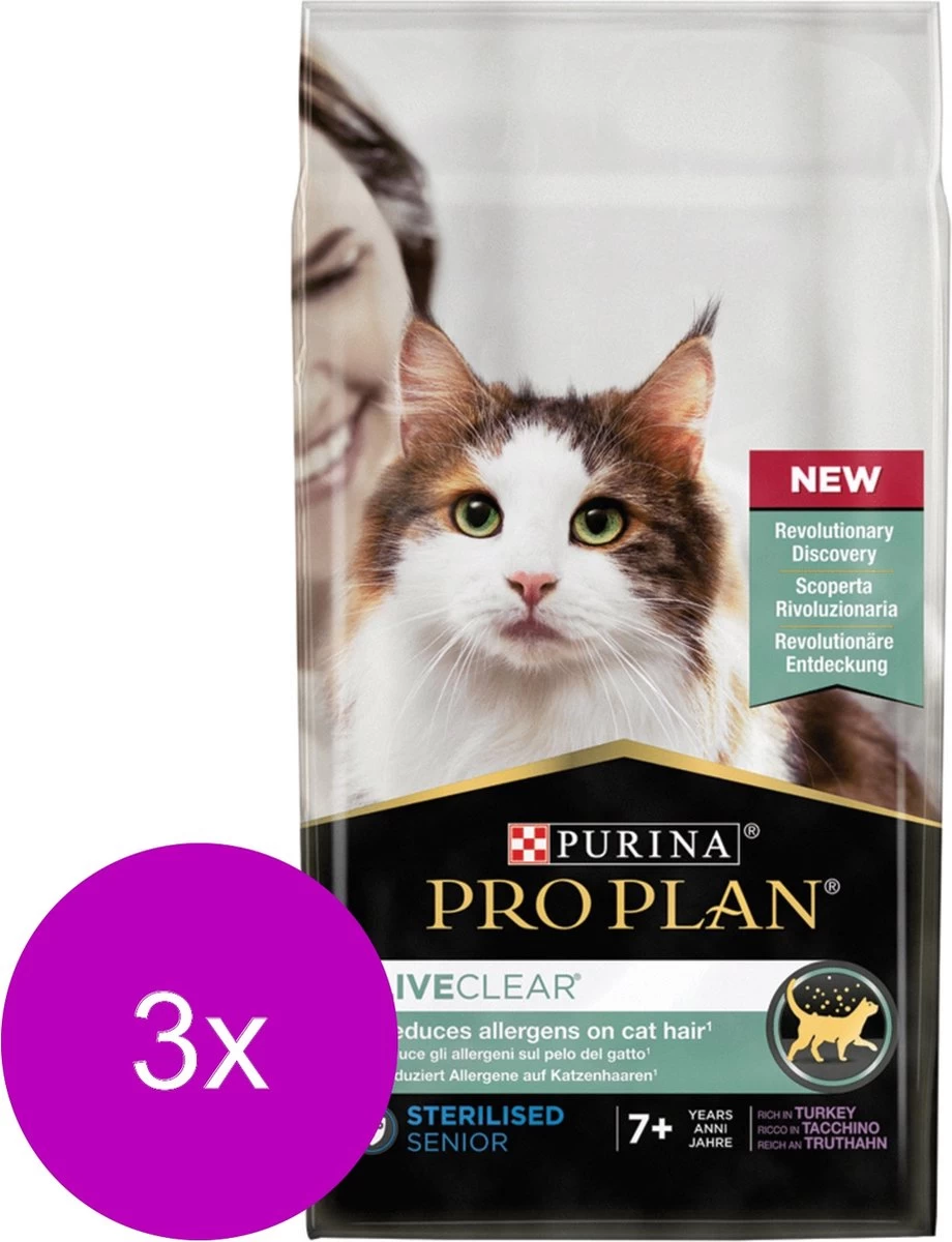 Pro Plan Cat Liveclear Sterilised Senior – Kattenvoer – 3 X Kalkoen 1.4 Kg 3 Pro Plan Cat Liveclear Sterilised Senior – Kattenvoer – 3 X Kalkoen 1.4 Kg