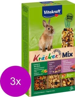 Vitakraft Konijn Kracker 3in1 – Konijnensnack – 3 X Noten&Bosbessen&Groente