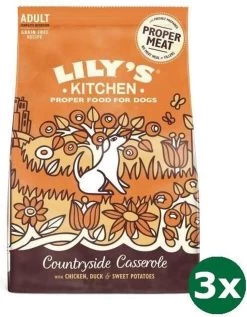 3×2,5 Kg Lily’s Kitchen Dog Adult Chicken Duck Countryside Casserole Hondenvoer
