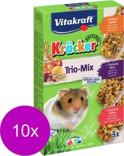 Vitakraft Hamster Kracker 3in1 Mulitvitamine/Honing/Fruit – Knaagdiersnack – 10 X 168 G