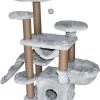Topmast Krabpaal Fluffy Paris – Grijs – 164 X 65 X 144 Cm – Krabpaal Voor Grote Katten En Zware Katten – Met Kattenhuis En Hangmat – Stevig Sisal Touw -Flamingo Winkel 989x1200